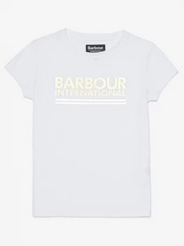 Image of Barbour International Girls Reina Logo T-Shirt - White, Size Age: 12-13 Years, Women