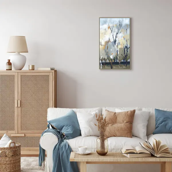 Image of Silver Birch Blues by A Lera Framed Canvas Brown