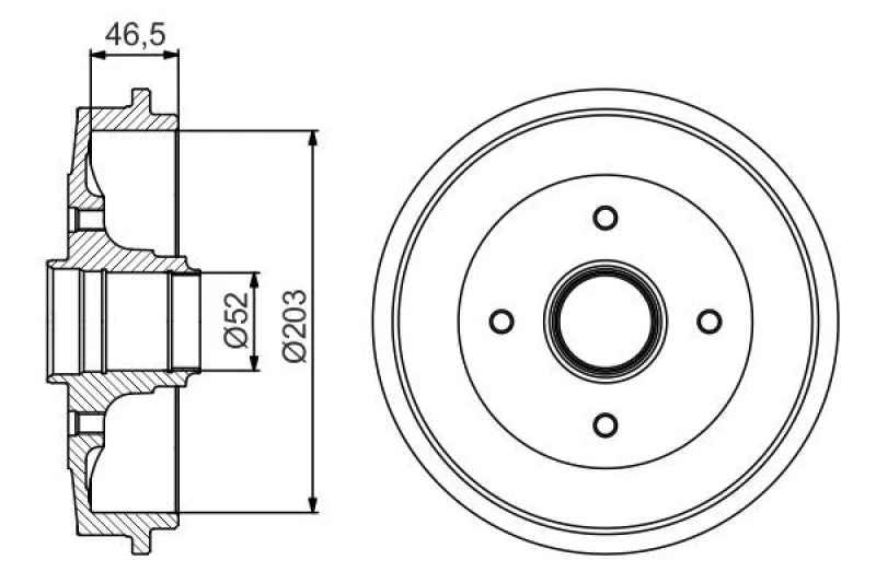 Image of Bosch 0 986 477 253 Brake Drum Rear Axle, 247mm, with wheel bearing Brake Drum (123)