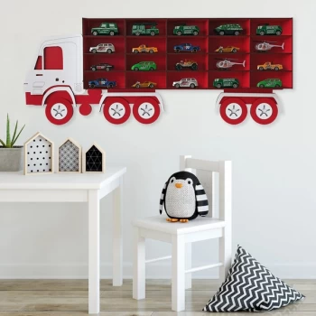 Image of Kamyon - Red, White White Red Decorative MDF Wall Shelf