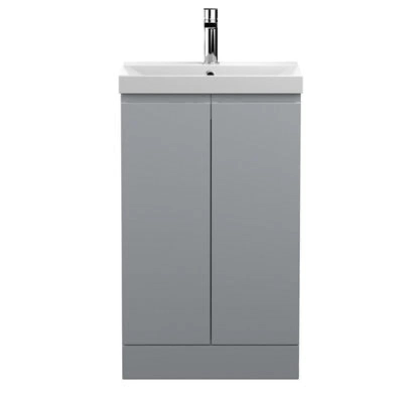 Image of Nuie Hudson Reed Urban Floor Standing 2 Soft Close Door Vanity Unit With Thin-Edge Basin, Modern Vanity Unit In Satin Grey, 800mm