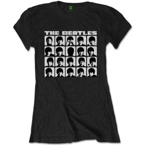 Image of The Beatles - Hard Days Night Faces Mono Womens Large T-Shirt - Black