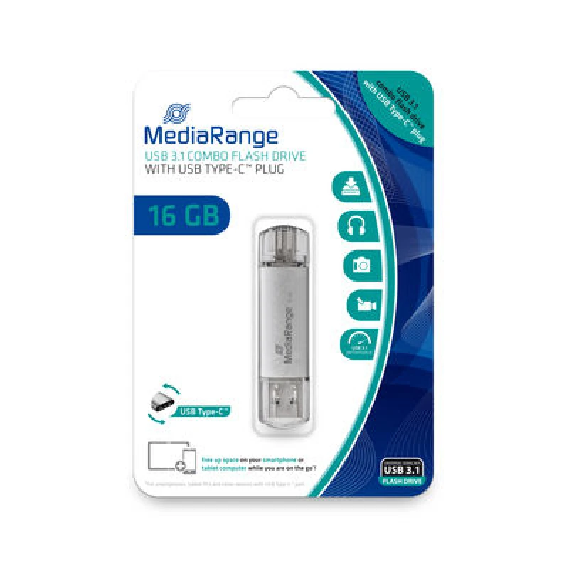 Image of MediaRange MR935 USB flash drive 16GB USB Type-A / USB Type-C 3.2 Gen