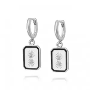 image of Palm Leaf Enamel Drop Sterling Silver Earrings WE11_SLV