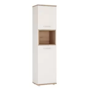 image of 4Kids Tall 2 Door Cabinet In Light Oak And White High Gloss (Opalino Handles)