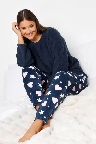 image of Printed Teddy Fleece Lounge Set