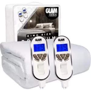 image of Glam Haus Glamhaus King Size Electric Blanket - Fitted Mattress Bed Cover - White Premium Diamond-quilted