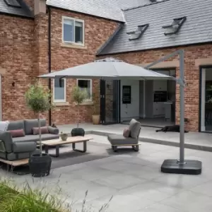 Image of Ares 3.5m Round Cantilever Parasol with Solar powered LED Lights - Charcoal