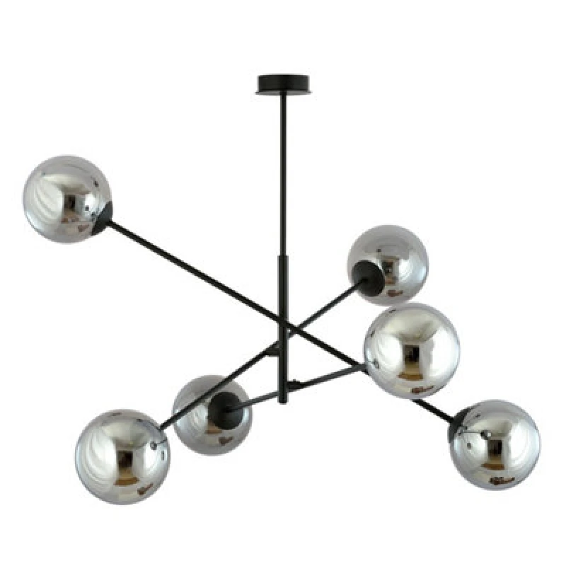Image of Emibig Lighting Emibig Linear Pendant Lamp 6 X E14 Black With Graphite Shade