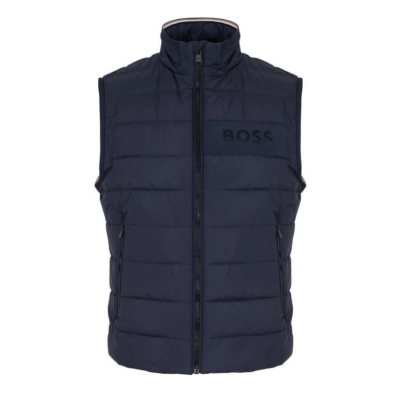 Image of Boss Mens H-Cenito Padded Water-Repellent Stand Collar Sleeveless Gilet Dark Blue male Small