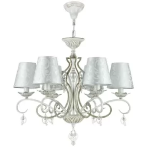 image of Monile Chandelier White with Gold with Shades, 6 Light, E14