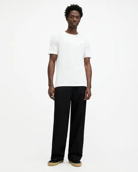 Image of AllSaints Mens Cotton Brace Tonic 3 Pack T-Shirts, White, Size: L