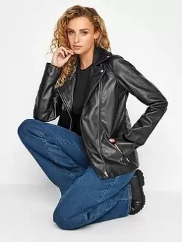 Image of Long Tall Sally Faux Leather Biker Jacket - Black, Size 12, Women