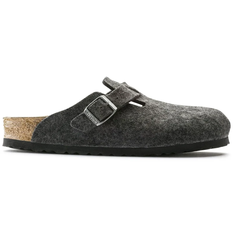 Image of Birkenstock Woolen clogs Birkenstock Boston Gris Unisex 40 Etroit