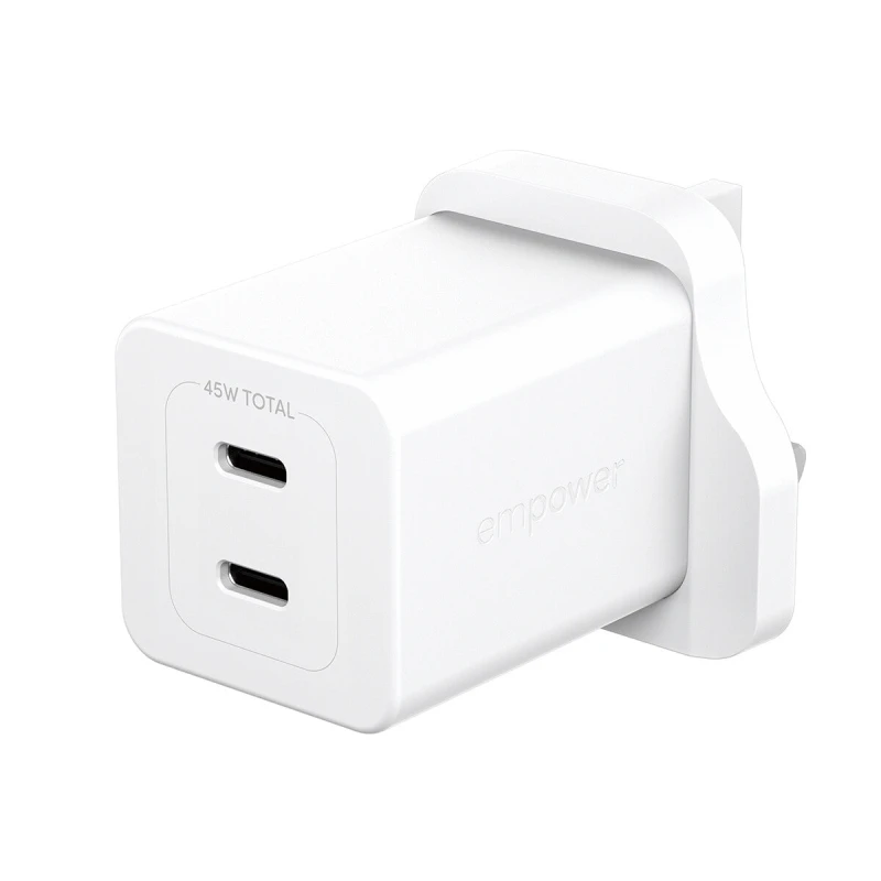 Image of PanzerGlass PanzerGlass empower by Turbo 45W Charger incl. 2 x USB-C UK Plug Silver White EM96991