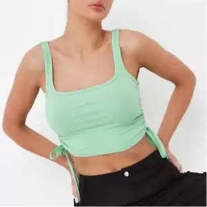 image of Missguided Rib Ruched Crop Top - Green