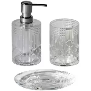 Image of Balmoral Collection Clear 3 Piece Bathroom Accessory Set - Clear
