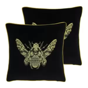 image of Paoletti Cerana Twin Pack Polyester Filled Cushions Black