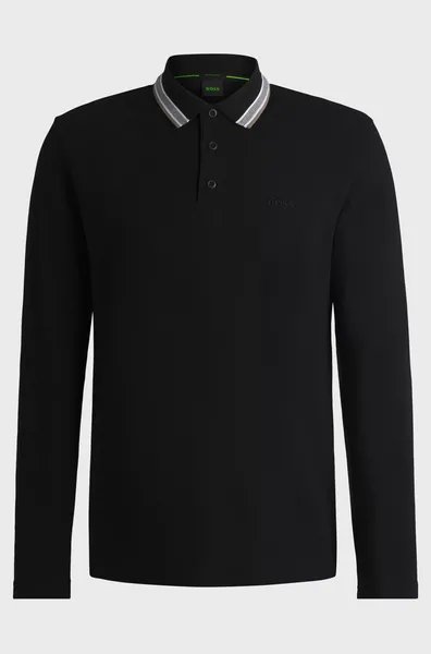 Image of Boss Cotton Pique Contrast Logo Polo Shirt Short Sleeve Polos 2XL Grey 29877602510