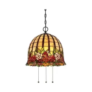 Image of Elstead Rosecliffe - 3 Light Ceiling Pendant Imperial Bronze, Tiffany Style Glass, E27