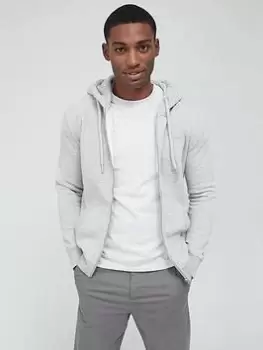 Image of Superdry Vintage Logo Embroidered Zip Through Hoodie - Grey Marl , Grey Marl, Size 3XL, Men