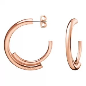 Image of Calvin Klein Rose Gold Pvd Scent 3/4 Hoop Earrings
