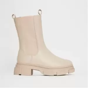 image of Missguided Faux Leather Chunky Ankle Boots - Cream