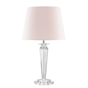 Image of Davenport K9 Crystal Table Lamp with Dusty Pink Aspen Shade