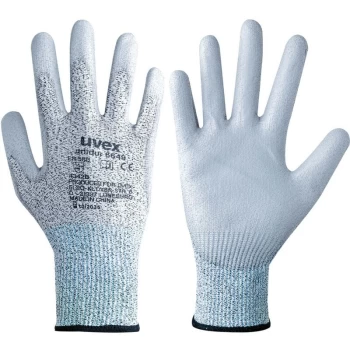 Image of Cut Resistant Gloves, Pu Coated, Grey, Size 8 - Uvex