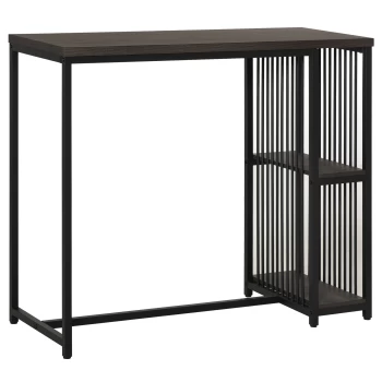 Image of HOMCOM Industrial Bar Table with 2-Tier Storage Shelf, Pub Desk with Adjustable Foot Pad for Living Room, Kitchen, Bedroom, Cafe, Restaurant AOSOM UK