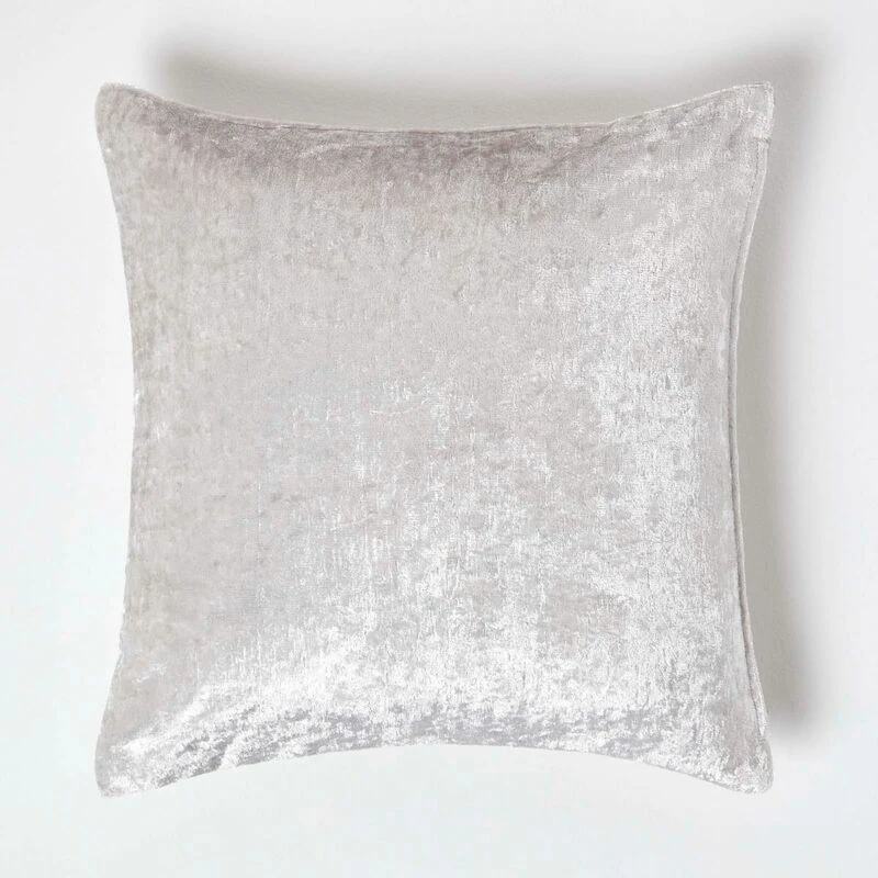 Image of HOMESCAPES Champagne Luxury Crushed Velvet Cushion Cover, 60 x 60cm - Natural - Homescapes SF1877B