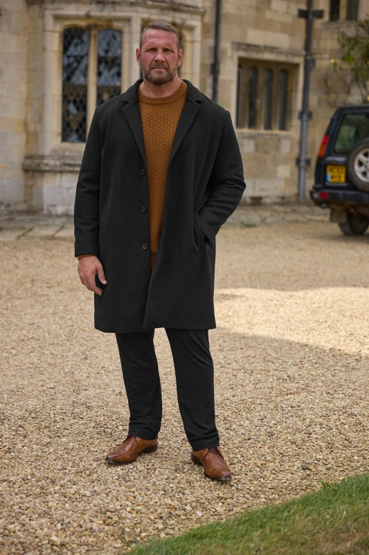 Image of BadRhino BadRhino Men Collar Design Formal Overcoat in Black Size: 2X-large Black XXL Male 5063111380206