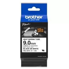 Image of Brother HSe-221E Original Black on White Heat Shrink Label Tape 9mm x 1.5m