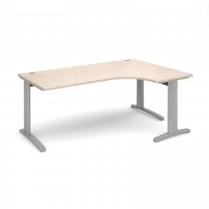 image of TR10 Deluxe Right Hand Ergonomic Desk 1800mm - Silver Frame maple Top