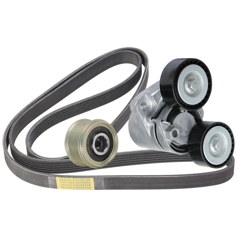 Image of RIDEX 542R0372 V-ribbed belt set Check alternator freewheel clutch & replace if necessary, Pulleys: with freewheel belt pulley V-Ribbed Belt Set (542