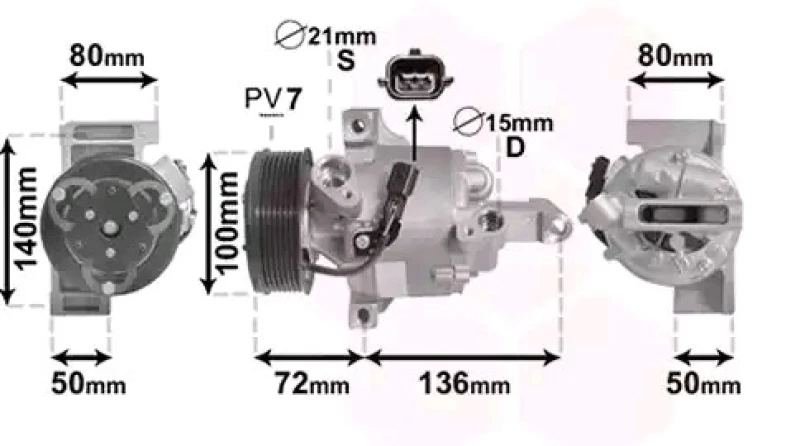 Image of VAN WEZEL 4301K701 AC Compressor PAG 100 YF, Refrigerant: R134a Compressor,air conditioning (447)