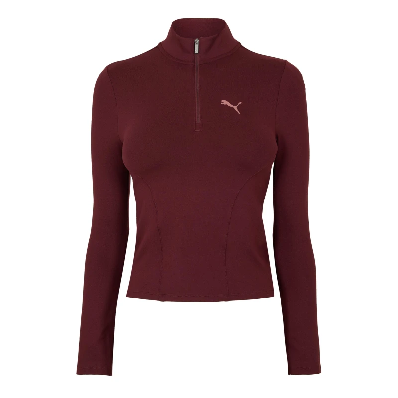 Image of Puma Train Reg Length Half Zip Fleece Womens Aubergine female 8 (XS)
