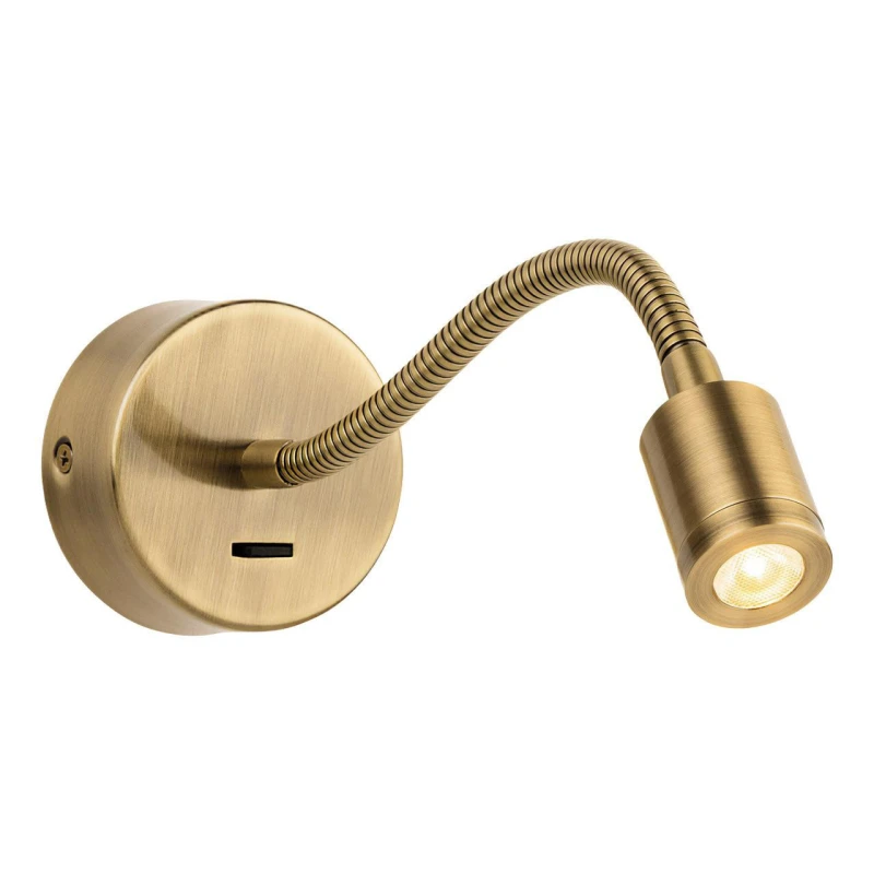 Image of Firstlight LED Spring Adjustable Wall Wall Spotlight with On/Off Switch 3000K in Antique Brass