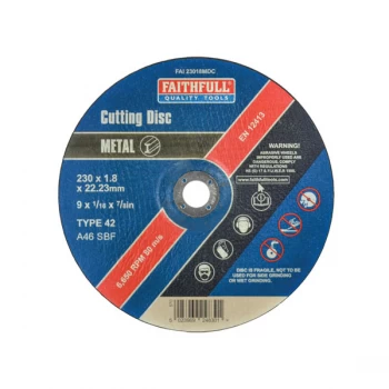 image of Faithfull FAI23018MDC Depressed Centre S/Steel Cutting Disc 230 x ...