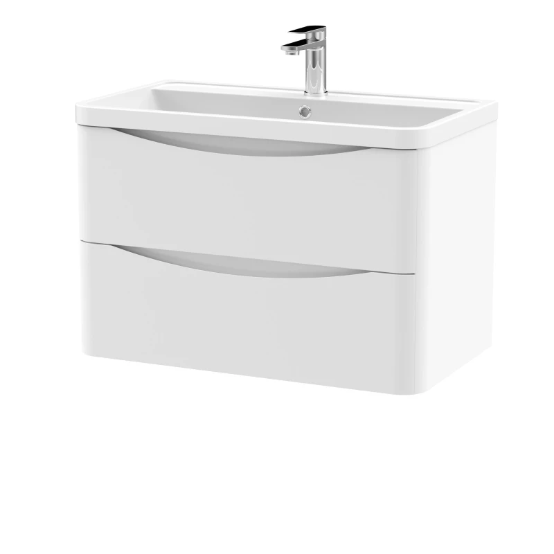 Image of Balterley Wall Hung 2 Drawer Vanity Basin Unit Polymarble Basin White 800mm White