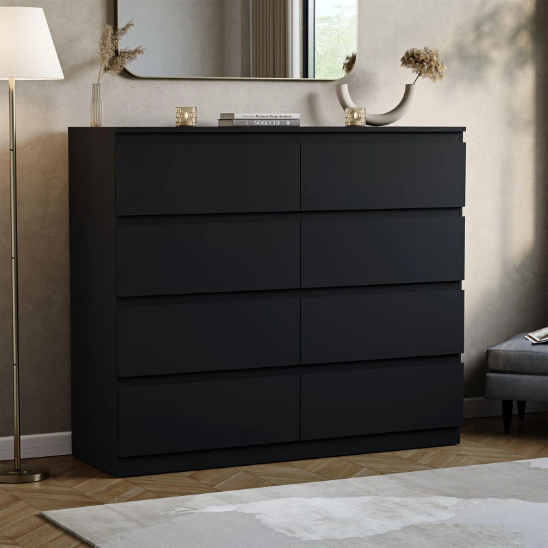 Image of Lassic Vida Designs Denver 8 Drawer Chest Black unisex 8 Drawer