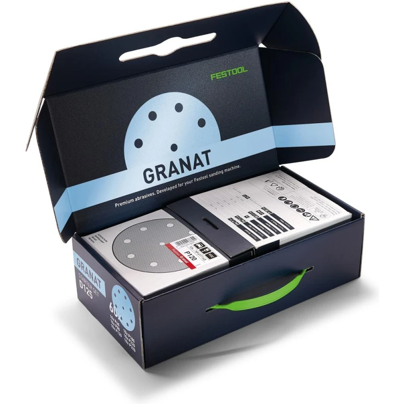 Image of Festool D125 GR-Set 60 Piece Granat Sanding Disc Set 125mm 125mm Assorted Pack of 60 578668