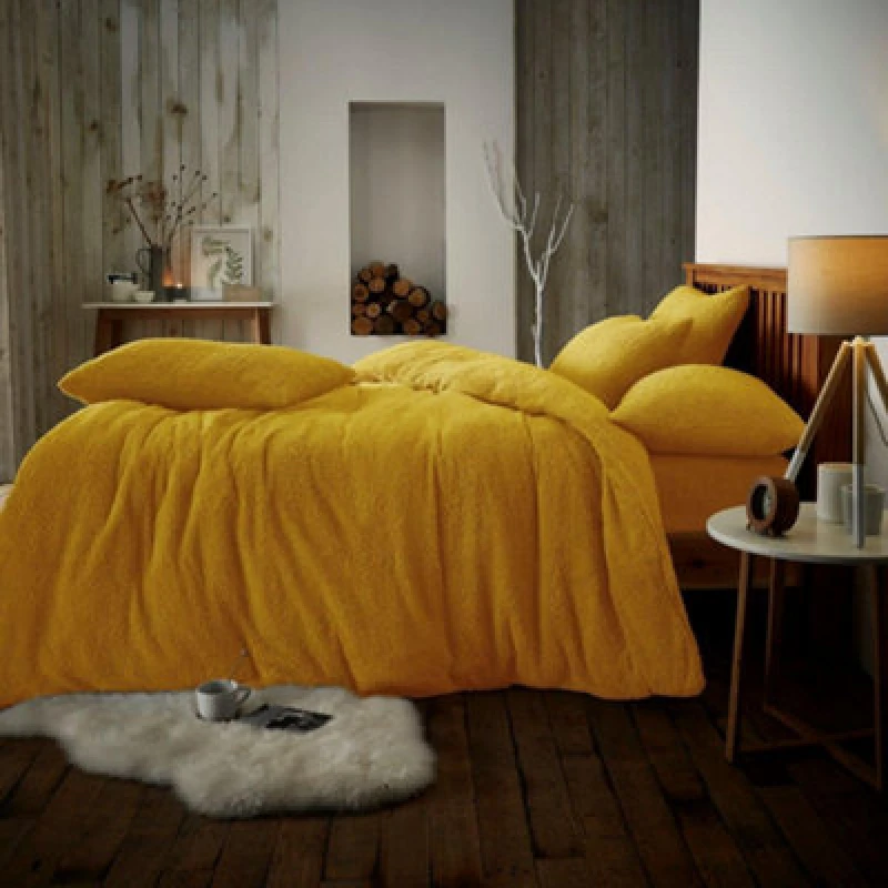 Image of Smart Living Smart Living Luxury Teddy Plain Duvet Cover and Pillowcase Set in Pale Orange Size: Single Pale Orange Single Unisex 5051346358626