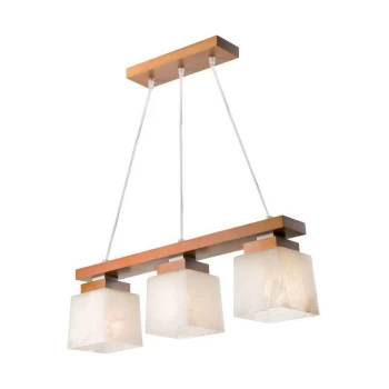 Image of Lamkur Lighting - Kubus Bar Pendant Ceiling Light, Glass Shades Rustic, 3x E27