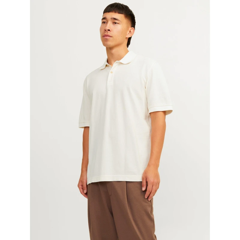 Image of Jack and Jones Mens William Short-Sleeve Polo Shirt Cloud Dancer male M
