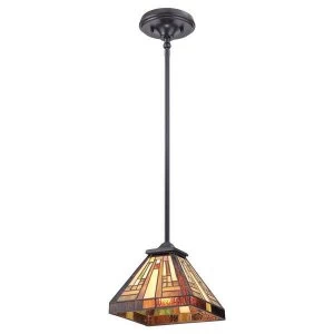 Image of 1 Light Tiffany Ceiling Mini Pendant Vintage Bronze, E27