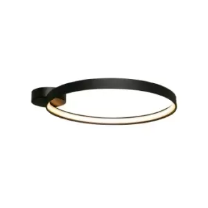 Image of Circle Integrated LED Semi Flush Light, Matt Black, 3870lm, 3000K