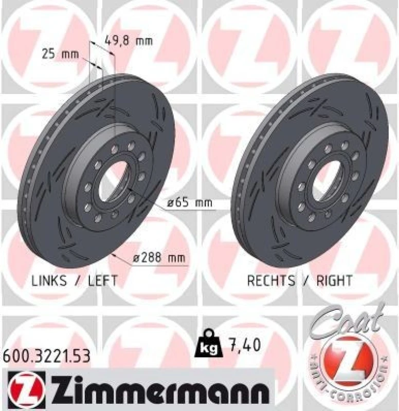 Image of ZIMMERMANN Brake disc ZIMMERMANN 600.3221.53