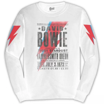 Image of David Bowie - Hammersmith Odeon Unisex XX-Large Long Sleeved T-Shirt - White