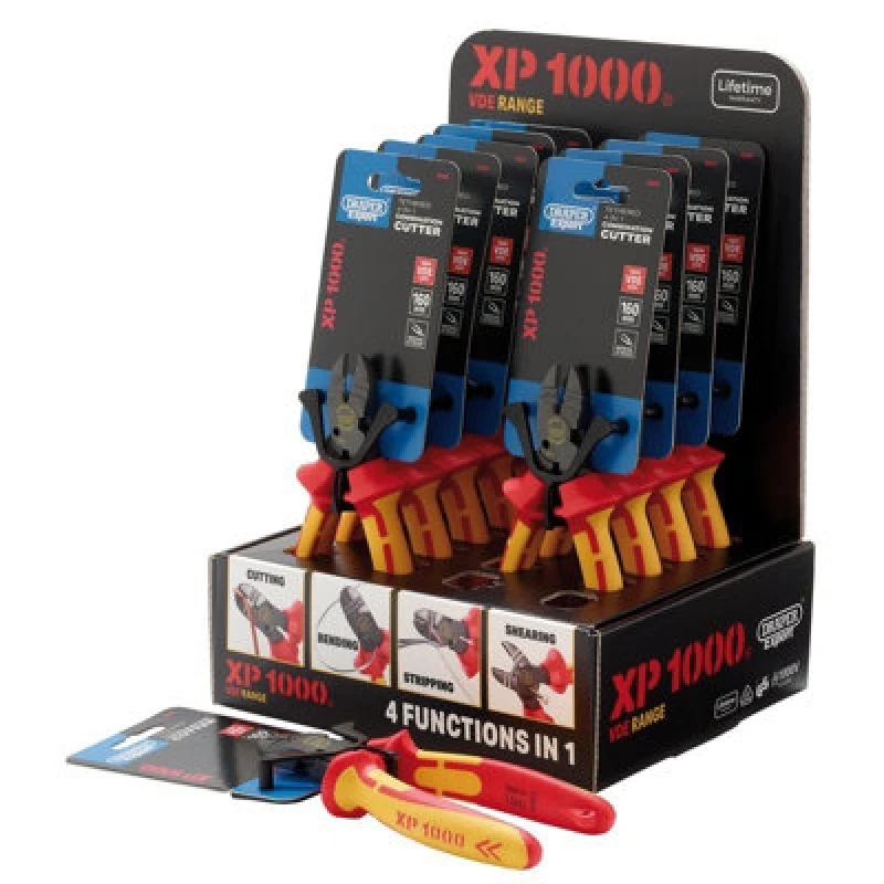 Image of Draper 13613 Xp1000 Counter Top Display Of Vde 160mm 4-In-1 Tethered Combination Cutters (10 Piece)